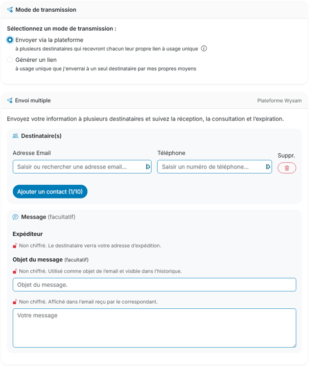 Envoyer à plusieurs destinataires
