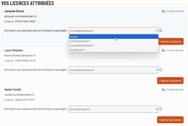 Les pages de réception partagées